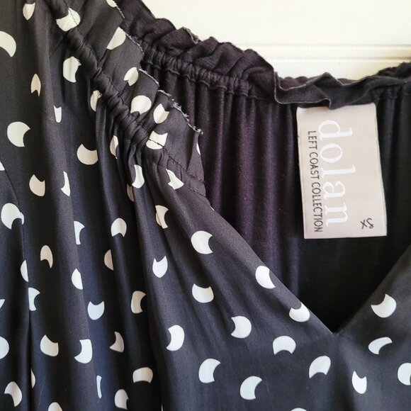 Anthropologie Dolan Left Coast Top Womens XS Black Print Tie Front - Picture 5 of 7